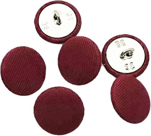 20PC Sewing Satin Fabric Cloth Covered Buttons with Metal Shank Round Buttons for DIY Sewing Clothing Craft Buttons, Burgundy, 25mm in Saudi Arabia