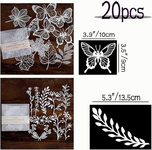 20Pcs Vintage Scrapbook Paper Lace Cutouts for Scrapbooking Journaling Supplies Decorative Retro Cutout Butterfly Paper Frame for Junk Journals DIY Art Craft Album Planners Embellishments Card Making in Saudi Arabia