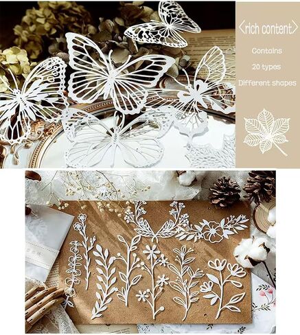 20Pcs Vintage Scrapbook Paper Lace Cutouts for Scrapbooking Journaling Supplies Decorative Retro Cutout Butterfly Paper Frame for Junk Journals DIY Art Craft Album Planners Embellishments Card Making in Saudi Arabia