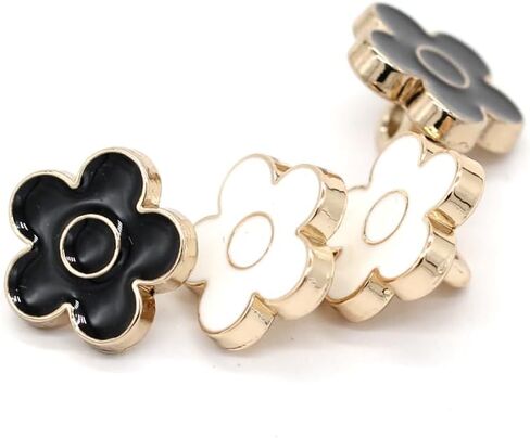 12mm(0.472inch) 20pcs Vintage Flower Black Gold Metal Buttons for Clothes Women Shirt Dress Handmade Decorative Sewing Accessories Wholesale(Golden Black) in Saudi Arabia