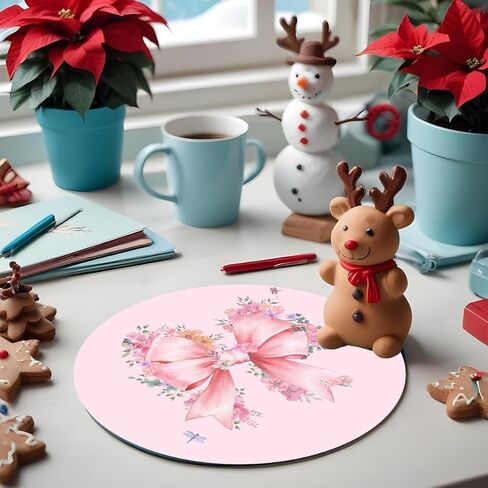 Pink Mouse Pad, Girly Mouse Pad Gifts for Women, Mousepad for Laptop Wireless Mouse Aesthetic Pretty Office Accessories Small Computer Mouse Pads for Desk Mini Mouse Pad 8.7x8.7 Inches in Kuwait