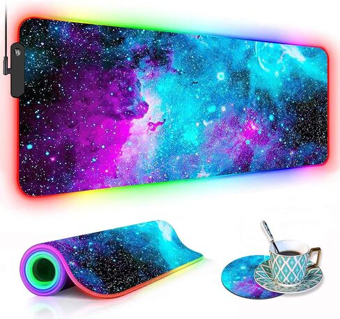 وسادة الماوس للألعاب RGB مع السفينة القهوة ، XXL كبيرة المتوهجة المتوهجة Mousepad ، قاعدة مطاطية مضادة للانزلاق ، حصيرة مكتب لوحة مفاتيح الكمبيوتر 31.5 × 11.8 بوصة - مشهد أفق شيكاغو في الليل in Saudi Arabia