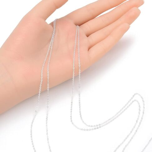 Adabele 5 Feet Authentic 925 Sterling Silver Unfinished 1.2mm (0.05 Inch) Flat Cable Link Chain Thin Small Bulk Hypoallergenic Nickel Free for DIY Craft Jewelry Making SSK-R1 in Saudi Arabia