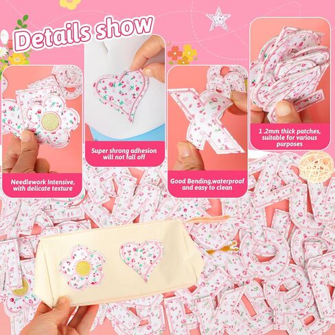 Letter Patches Self-Adhesive for Kids Clothing: Kingsow Blue 60Pcs Flowers Butterfly Letters Patch Stickers A-Z Alphabet Applique - Cute Fabric Letters Patches Stick on Jackets Hats Bags DIY Crafts in Saudi Arabia