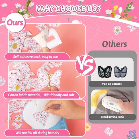 Letter Patches Self-Adhesive for Kids Clothing: Kingsow Blue 60Pcs Flowers Butterfly Letters Patch Stickers A-Z Alphabet Applique - Cute Fabric Letters Patches Stick on Jackets Hats Bags DIY Crafts in Saudi Arabia