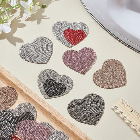 FREEBLOSS 23PCS Embroidered Iron on Patches with Glue Embroidered Clothing Repair Patch Heart Shape Iron On Embroidered Patch Chenille Heart Applique Patches for Hats Clothing Decor in Saudi Arabia