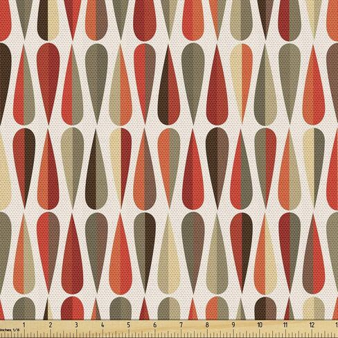 Ambesonne Retro Fabric by The Yard Sixties and Seventies Style Geometric Round Shaped Repeated Symmetric Design Fabric for Water Resistant for Outdoor Furnishing & Indoor Projects 1 Yard Orange Cream in Saudi Arabia