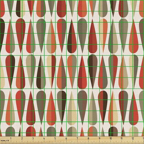 Ambesonne Retro Fabric by The Yard Sixties and Seventies Style Geometric Round Shaped Repeated Symmetric Design Fabric for Water Resistant for Outdoor Furnishing & Indoor Projects 1 Yard Orange Cream in Saudi Arabia