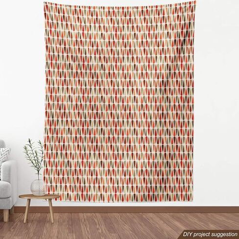 Ambesonne Retro Fabric by The Yard Sixties and Seventies Style Geometric Round Shaped Repeated Symmetric Design Fabric for Water Resistant for Outdoor Furnishing & Indoor Projects 1 Yard Orange Cream in Saudi Arabia