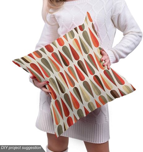 Ambesonne Retro Fabric by The Yard Sixties and Seventies Style Geometric Round Shaped Repeated Symmetric Design Fabric for Water Resistant for Outdoor Furnishing & Indoor Projects 1 Yard Orange Cream in Saudi Arabia