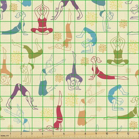 Ambesonne Retro Fabric by The Yard Sixties and Seventies Style Geometric Round Shaped Repeated Symmetric Design Fabric for Water Resistant for Outdoor Furnishing & Indoor Projects 1 Yard Orange Cream in Kuwait