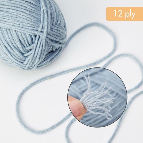 NICEEC 3 Skeins Soft Wool-Acrylic Yarn for Knitting Worsted Weight Yarn Quality Yarn for DIY Craft Wool Blend Yarn for Crochet Blanket Yarn(3×3.53oz,3×153yds)-Light Blue in Kuwait