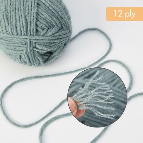 NICEEC 3 Skeins Soft Wool-Acrylic Yarn for Knitting Worsted Weight Yarn Quality Yarn for DIY Craft Wool Blend Yarn for Crochet Blanket Yarn(3×3.53oz,3×153yds)-Light Blue in Kuwait