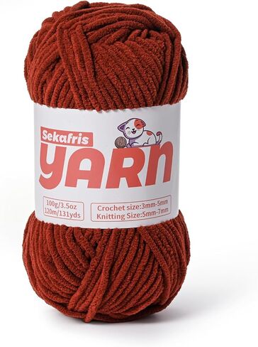 Plush Chunky Chenille Yarn for Crocheting, Soft Fluffy Velvet Yarn for Crocheting, Fuzzy Baby Blanket Knitting Yarn, 100g/131yds Bulky Amigurumi Yarn（Deep Pink） in Saudi Arabia