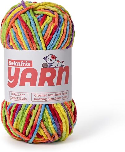 Plush Chunky Chenille Yarn for Crocheting, Soft Fluffy Velvet Yarn for Crocheting, Fuzzy Baby Blanket Knitting Yarn, 100g/131yds Bulky Amigurumi Yarn（Deep Pink） in Saudi Arabia