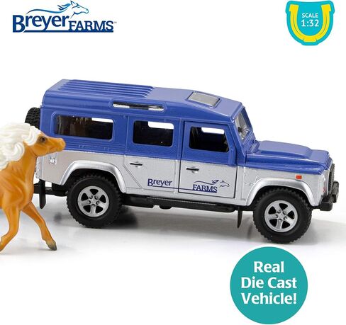 Breyer Horses Farms Land Rover and Tag-a-Long Trailer and Playset | Die Cast | 3.25" H x 10.5" L x 2.5" D | 2 Stablemates Horses Included | 1:32 Scale | Model #59216, Multi in Kuwait