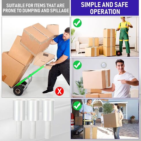 SHERR 20 Pack 5 بوصة تمتد لفة غلاف بلاستيكي صافٍ لتحريك التعبئة مع مقبض 800 قدم 80 غجريًا سميكًا صناعيًا للذات لتوريد أمتعة أثاث التغليف in Kuwait