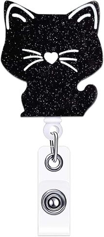 Funny Cat Badge Reel Holder Retractable Badge Clips Black Cute Nursing Badge Reels Retractable for Nurses Medical Badge RN LPN CNA ID Card Badge Holder Alligator Clip Office Accessories in Kuwait