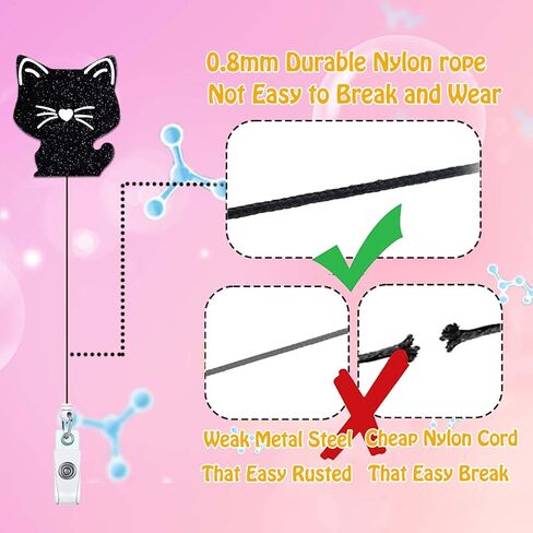 Funny Cat Badge Reel Holder Retractable Badge Clips Black Cute Nursing Badge Reels Retractable for Nurses Medical Badge RN LPN CNA ID Card Badge Holder Alligator Clip Office Accessories in Kuwait