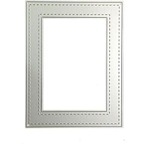 Silver Rectangle Frame Metal Cutting Dies Stencil Embossing Album Template Scrapbooking Die Cuts Vintage Die-Cutting and Embossing(13.5cm*10.4cm)