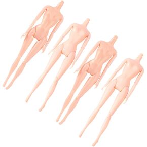 4Pcs Plastic Flexible Rotation 12 Moveable Joints Doll Toy Rotatable Nude Doll Body Toy Female Figure Naked Body Dolls for DIY Dolls