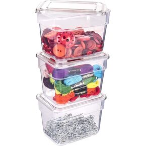 ArtBin 6969AG Bins with Lids 3-Pack, [3] Small Art & Craft Organizer Boxes, Clear