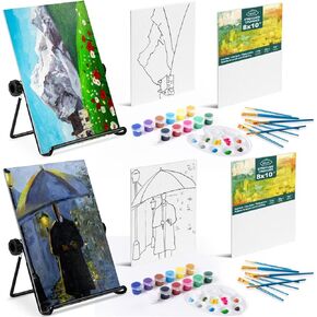 Inburit Paint Set for Adults & Kids, Painting Supplies Kit with 6 Canvases, 24 Acrylic Paints(22ml), 8 Brushes, 1Painting pad, Palette, Deluxe Paint Set for Kids, Student & Artist