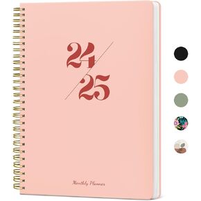 Monthly Planner 2024-2025, 2024 Calendar 18 Months Planner, JUL 2024 - DEC 2025, 7.4" x 9.6", 2024 Planner Spiral Bound, Perfect for School & Office - 24.7-25.12 - Pink