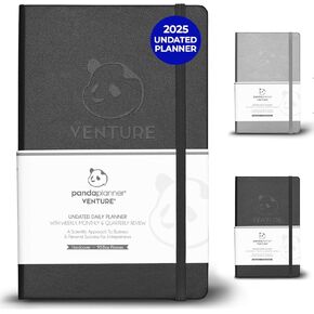 Panda Planner Undated Daily Planner - 90 Day Organization - Productivity For Entrepenuers - Set Goals - Bonus Weekly & Monthly Agenda - Grey - Hardcover