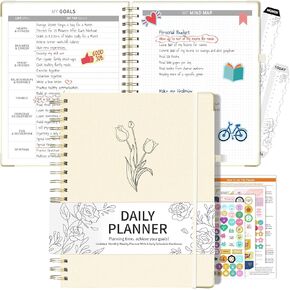 Ospelelf Undated Daily Planner Weekly and Monthly Planners 2025-2026 for Women Black Day Planners 2025