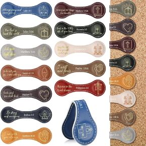 48 Pcs Christian Book Lovers Gift Bible Verse Leather Magnetic Bookmark Church Gifts in Bulk Inspirational Book Clips Page Markers for Women Men Reader