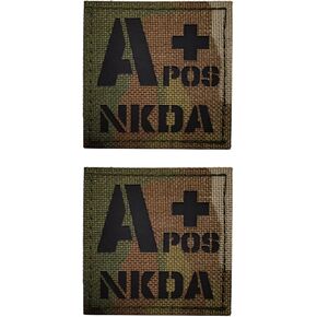 2 PCS AliPlus A+ POS NKDA Patches Blood Type Patches IR Infrared Reflective Patches Tactical Patch Hook and Loop(CP2*2in)