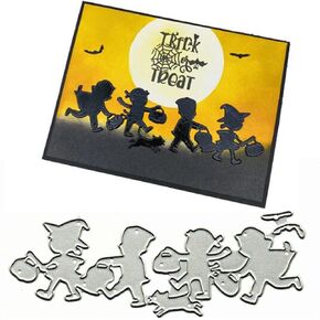 Halloween Children Hunts Etched Metal Die Cuts,Merry Halloween Pumpkin Cat Cutting Dies Cut Stencils DIY Scrapbooking Decorative Embossing Paper Scrapbooking Card Making