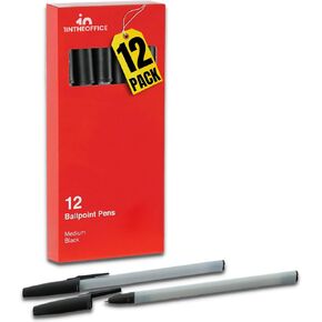 1InTheOffice Ballpoint Pens, Medium Point, Black Ink, 1.0mm, 12 Pens/Box, 10 Boxes