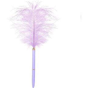 Long Feather Pen, Plastic Ballpoint Pen, with Black Ink, Gift Pens for Christmas Wedding Birthday (Purple) in Kuwait