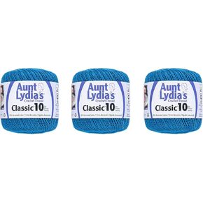 Aunt Lydia Classic Blue Hawaii Crochet - 3 Pack of 350y/320m - Cotton - Gauge 10 - Crochet