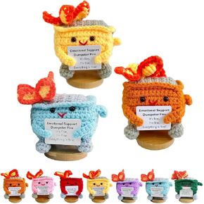 Emotional Support Dumpster Fire, Handmade Crochet Dumpster Fire Doll,Handmade Emotional Support Crochet Gift with Positive Dumpster Fire Cute Room Decor Knitted Toys (Green)