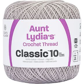 Aunt Lydia Classic Crochet Thread, 10, Silver, 1050 Foot