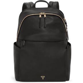 TUMI - Voyageur Raina Backpack - Premium Leather Backpack for Women & Men - Everyday Bag with Phone Pocket & Laptop Compartment - Black, Light Gold Hardware