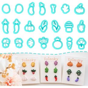 TAINSKY Vegetable Clay Cutters, 19 Shapes Polymer Clay Cutters for Earrings Making, Eggplant Polymer Clay Cutters, Capsicum Clay Cutters for Polymer Clay Jewelry