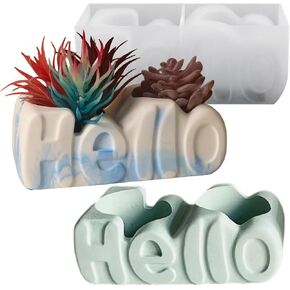Concrete Flower Pot Silicone Mold Letter Shaped Succulent Planter Vase Cactus Plaster Mold Pen Holder Storage Box Cement Clay Epoxy Resin Mould