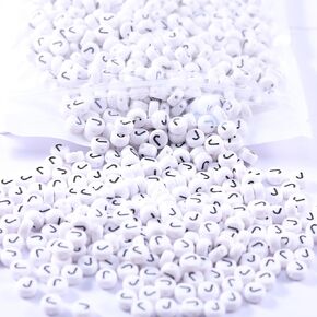 1000pcs White Acrylic Number Beads 7x4mm Mixed Number Beads Acrylic Plastic Round Shape Loose Beads