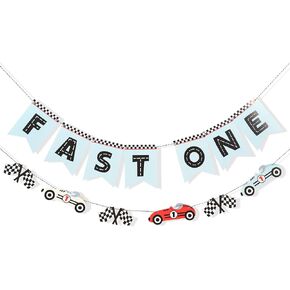 Race Car Fast One Banner - Fast One Birthday Decorations,Racing 1st Birthday Banner,Fast One Racing Birthday Party, First Birthday Banner