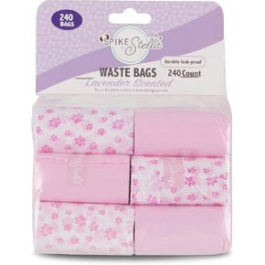 Lavender Scented Dog Waste Bags – Leak-Proof & Easy-Tie Poop Bags, 240/360/480 Count – Pink & White with Paw Print Design
