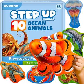 QUOKKA Toddler Puzzles Ages 2-4 - Large Floor Puzzles for Kids 3-5 - 8 Realistic Animal Shapes | Extra Thick Cardboard | Preschool Learning Game - 40 Big Piece Gift for Toddlers 1-3 Years Old