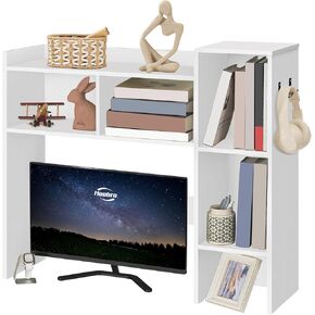 Hoobro Desktop Bookshelf ، خزانة كتب سطح المكتب ، قفص المكتب مع السنانير والمقصورات ، منظم كونترتوب المكتب الخشبي ، رف العرض ، للمنزل ، المكتب ، النوم ، WT90SJ01