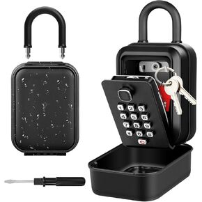 Key Lock Box with Code, Waterproof Sturdy Wall Mount Lock Box for Keys, Hide a Key Outside, 12-Digit Combination Lockbox Resettable Code Key Safe for Home, Office, Apartment, Warehouse