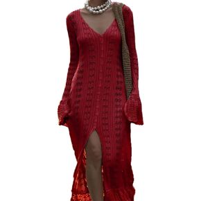 Women Vintage Crochet Granny Square Cardigan Jumper Long Sleeve Open Front Floral Knit Sweater Knitwear Long Cardigan