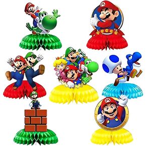 Birthday Decorations 7-Piece Set – Video Games Birthday Party Supplies Honeycomb Decorations – Colorful Non-Fading Cardstock Birthday Party Decorations for Tabletop, Cake Display