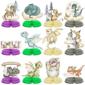 12 Pcs Dragon Honeycomb Centerpieces Themed Birthday Party Decorations for Dragon Knight Baby Shower Supplies